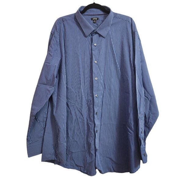 Apt 9 Mens Blue striped long sleeve shirt 3XB All Cotton - Picture 1 of 9
